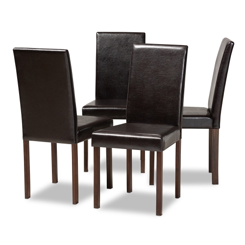 Andrew Dining Chair in Dark Brown Leatherette & Wood (Set of 4)