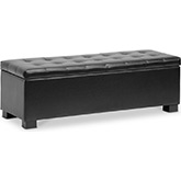 Roanoke Storage Ottoman Bench in Tufted Black Bonded Leather