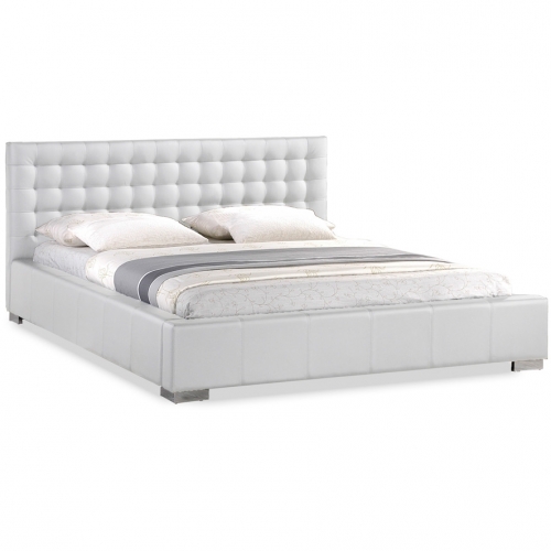 Madison Queen Bed in White Leatherette