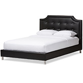 Carlotta King Bed in Crystal Tufted Black Leatherette