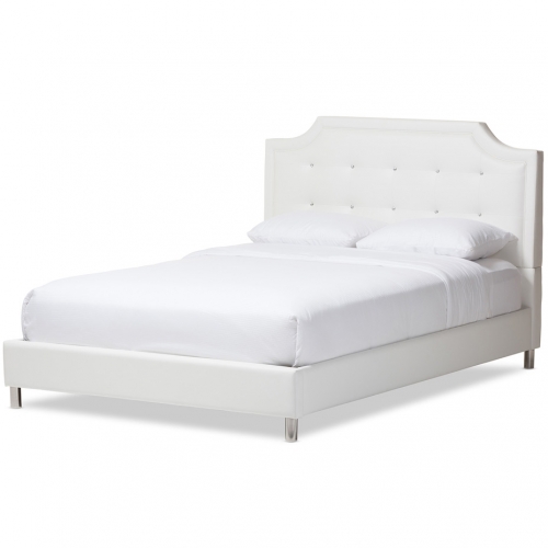 Carlotta King Bed in Crystal Tufted White Leatherette