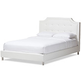 Carlotta Full Bed in Crystal Tufted White Leatherette