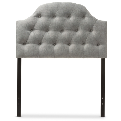 Morris Scalloped Twin Headboard in Tufted Gray Fabric