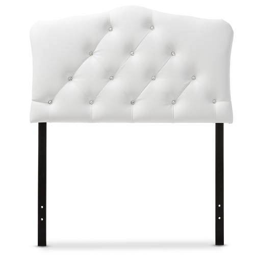 Rita Twin Scalloped Headboard in Tufted White Leatherette