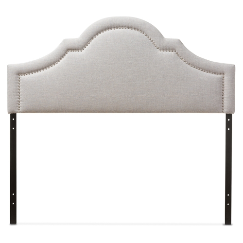 Rita King Headboard in Gray Beige Fabric