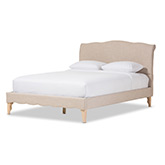 Fannie Full Platform Bed in Beige Linen Fabric