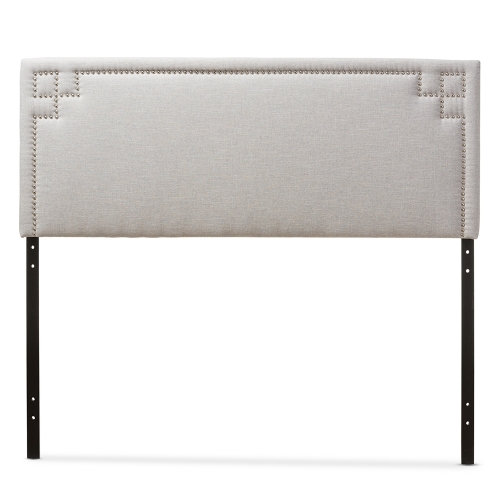 Geneva Queen Headboard in Gray Beige Fabric