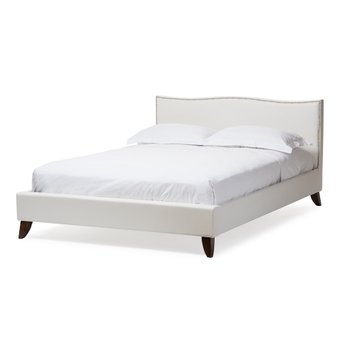 Battersby Queen Bed in White Leatherette