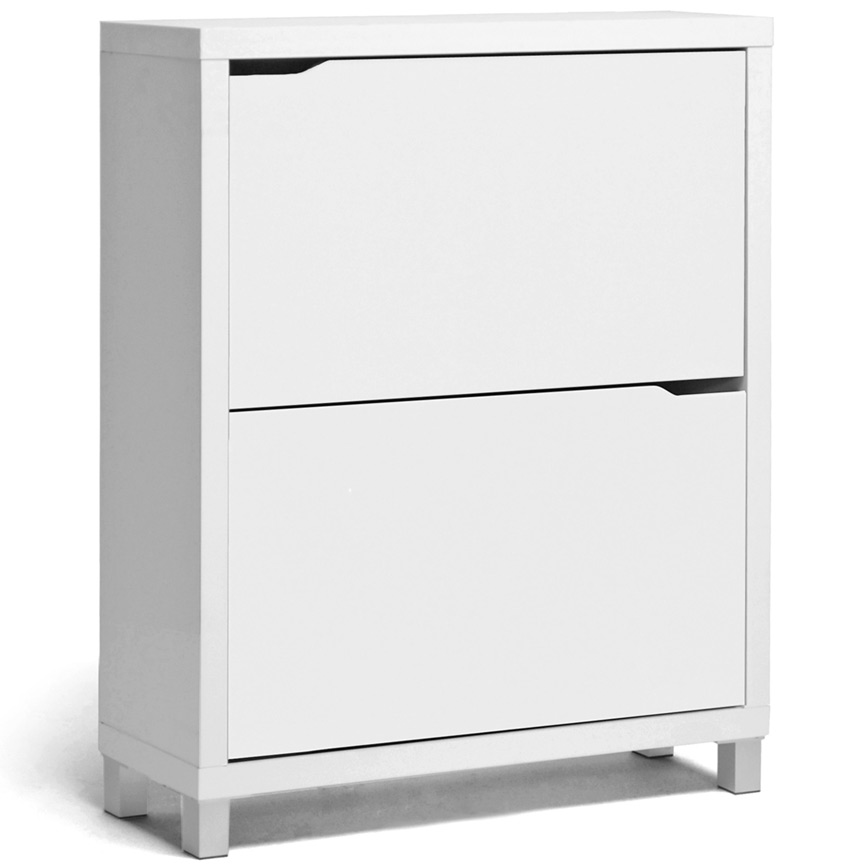 Baxton FP 2OUS White Simms Shoe Cabinet in White Wood