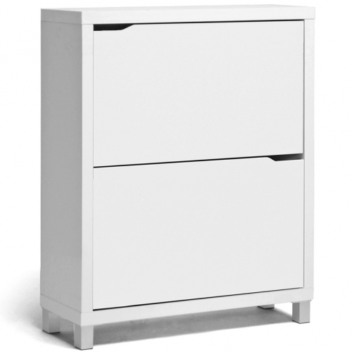 Simms Shoe Cabinet in White Wood