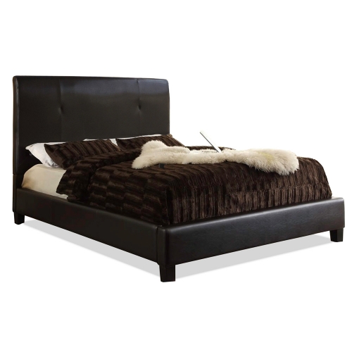 Cambridge Queen Bed in Tufted Dark Brown Leatherette