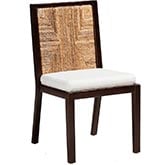 Joana Dining Chair in Dark Mahogany, Seagrass & White Fabric