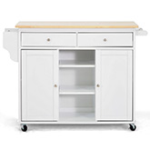 Meryland Kitchen Island Cart in White Finish Wood