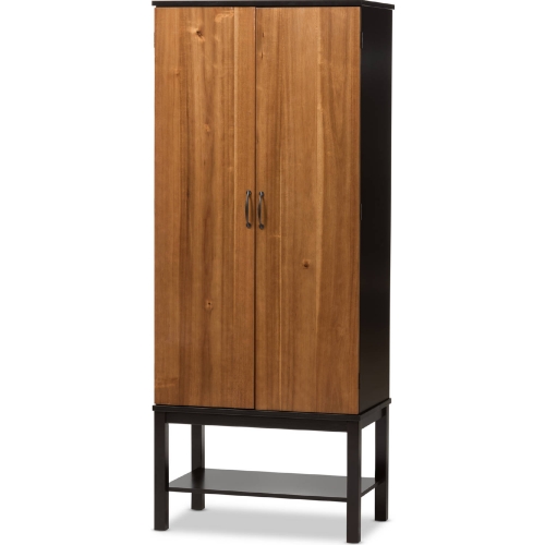 Marya Wine Cabinet in Dark Brown & Walnut Finish Wood