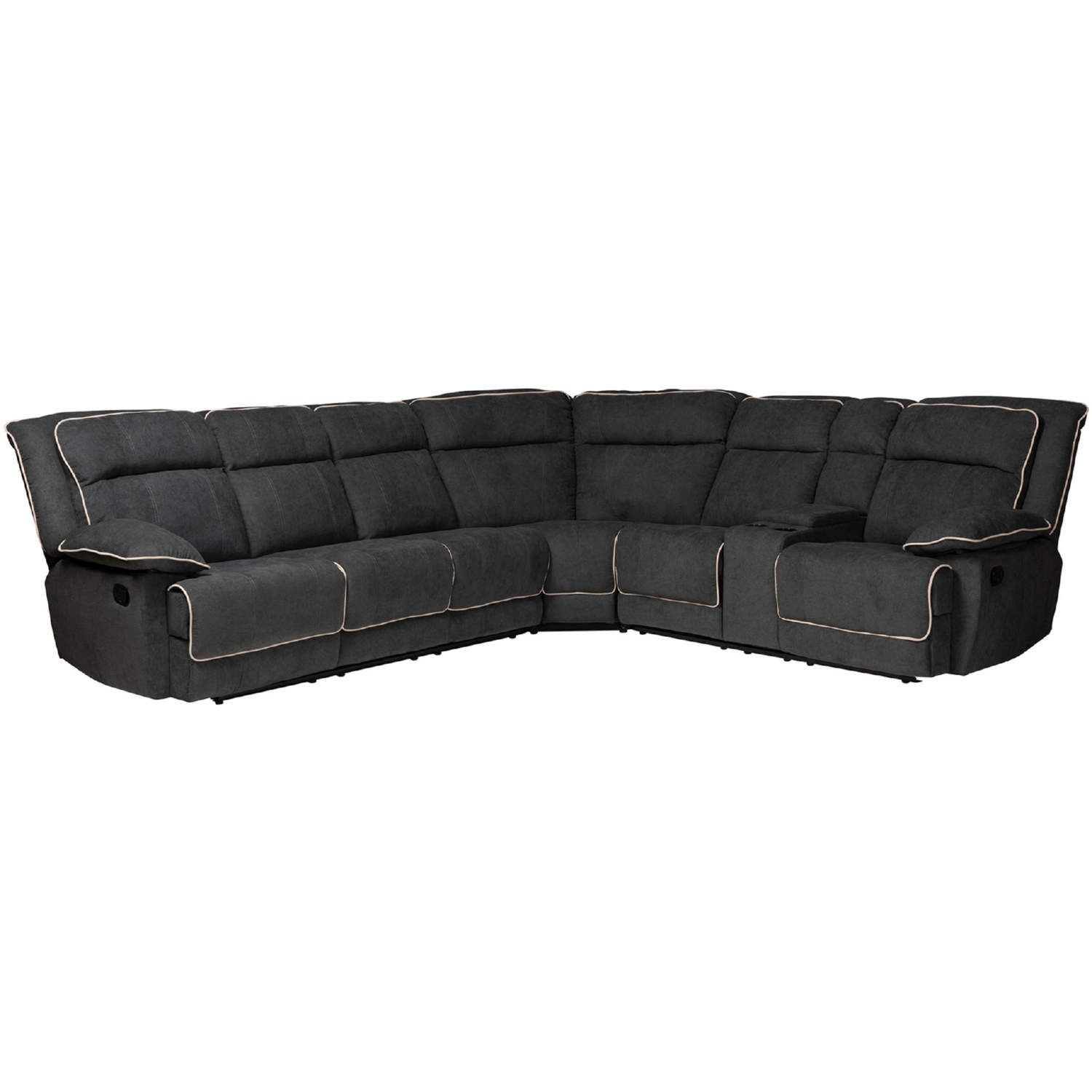 Baxton RX038A Dark Grey SF Sabella Reclining Sectional Sofa in