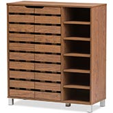 Shirley Storage Shoe Cabinet in Medium Brown Wood