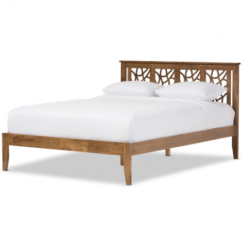 Trina Tree Branch Inspired Queen Platform Bed in Walnut Finish Wood