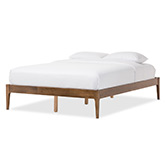 Bentley Queen Bed Frame in Walnut Brown Finish Solid Wood