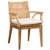 Storsel Dining Chair in Natural Teak, Rattan & Cream Fabric