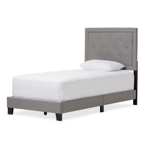 Paris Twin Bed in Tufted Gray Linen