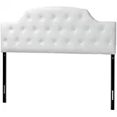 Morris Scalloped Queen Headboard in Tufted White Leatherette