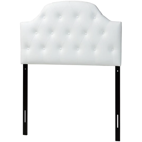 Morris Scalloped Twin Headboard in Tufted White Leatherette