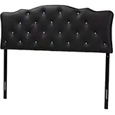 Rita Full Scalloped Headboard in Tufted Black Leatherette