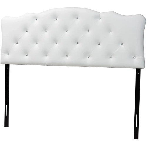 Rita Queen Scalloped Headboard in Tufted White Leatherette