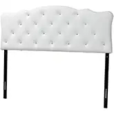 Rita Full Scalloped Headboard in Tufted White Leatherette