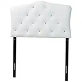 Rita Twin Scalloped Headboard in Tufted White Leatherette