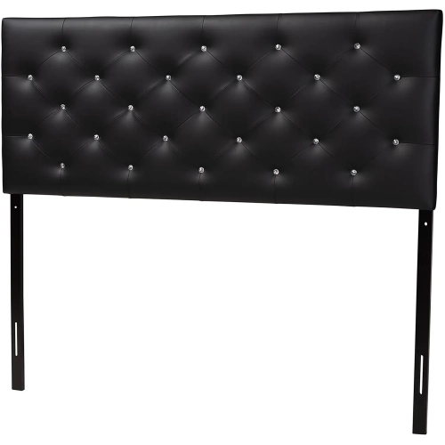 Viviana Queen Headboard in Tufted Black Leatherette