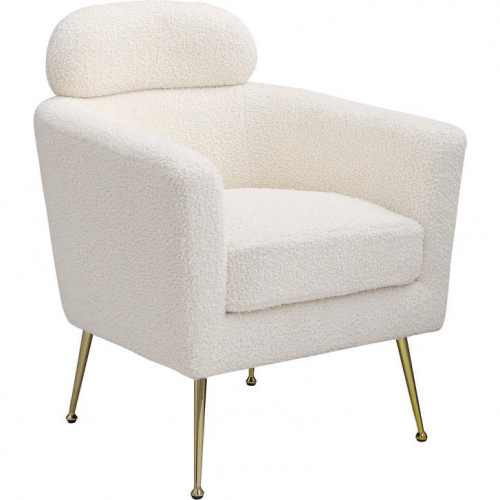 AC1 Accent Chair in White Faux Fur Fabric & Gold Chrome Legs