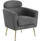 AC1 Accent Chair in Dark Gray Faux Fur Fabric & Gold Chrome Legs