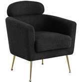 AC1 Accent Chair in Black Faux Fur Fabric & Gold Chrome Legs