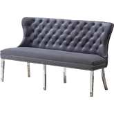 AC2 Bench in Tufted Dark Gray Velvet & Stainless Steel