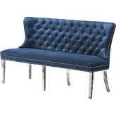 AC2 Bench in Tufted Navy Blue Velvet & Stainless Steel