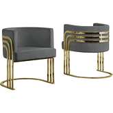 AC2 Accent Barrel Chair in Dark Gray Velvet & Gold Chrome