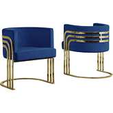 AC2 Accent Barrel Chair in Navy Blue Velvet & Gold Chrome