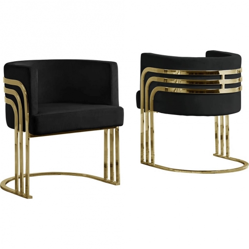 AC2 Accent Barrel Chair in Black Velvet & Gold Chrome