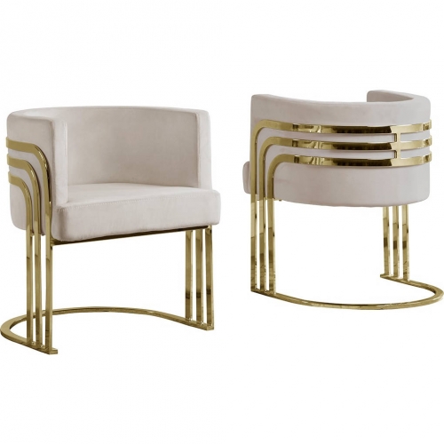 AC2 Accent Barrel Chair in Cream Velvet & Gold Chrome