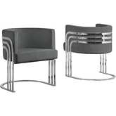 AC2 Accent Barrel Chair in Dark Gray Velvet & Silver Chrome