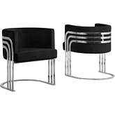 AC2 Accent Barrel Chair in Black Velvet & Silver Chrome