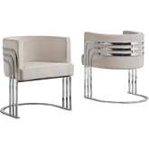 AC2 Accent Barrel Chair in Cream Velvet & Silver Chrome