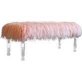 AC7 43" Vanity Bench in Pink Faux Fur & Clear Acrylic Legs