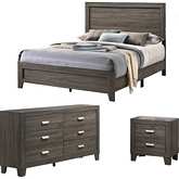 Ana 3 Piece Full Bedroom Set in Brown Gray Finish