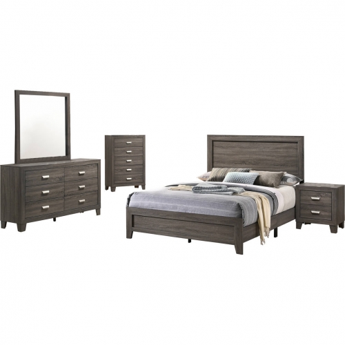 Ana 5 Piece Twin Bedroom Set in Brown Gray Finish