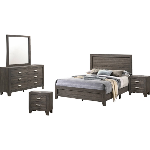 Ana 5 Piece Twin Bedroom Set in Brown Gray Finish