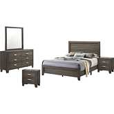 Ana 5 Piece Full Bedroom Set in Brown Gray Finish