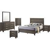 Ana 6 Piece Full Bedroom Set in Brown Gray Finish