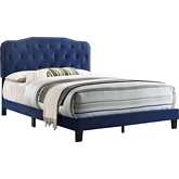 B103 Full Panel Bed in Tufted Navy Blue Velvet